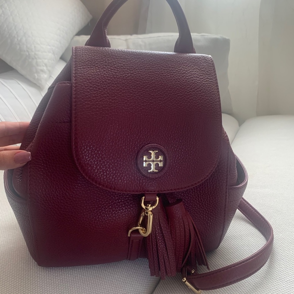 Authentic Tory Burch Backpack in Burgundy